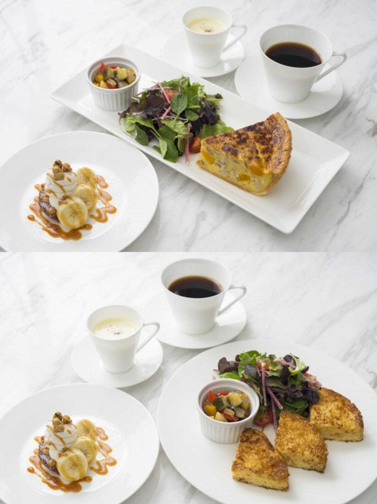 「Rire Ginza（リールギンザ）」のランチメニュー。「キッシュランチ」と「ブリオッシュのフレンチトーストランチ」（各税込1,500円）