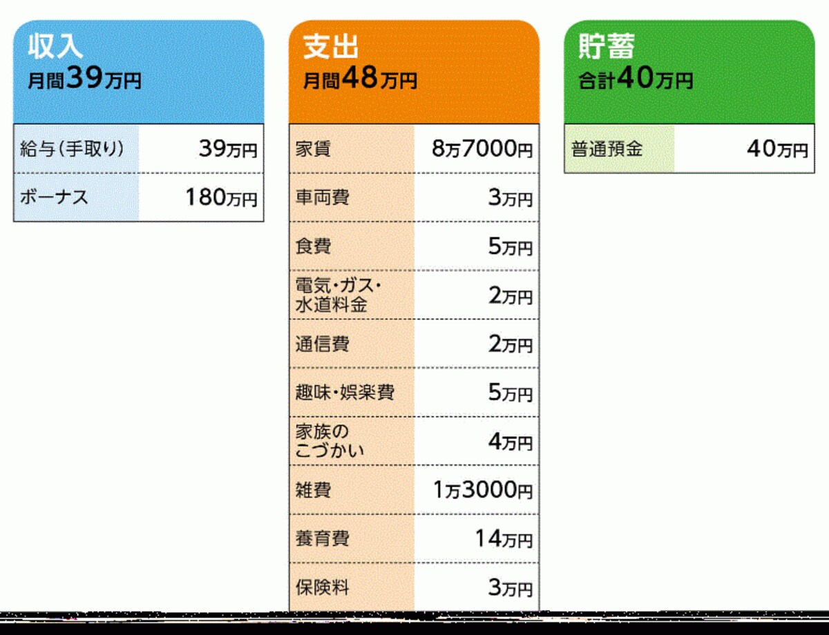 「もも」さんの家計収支データ