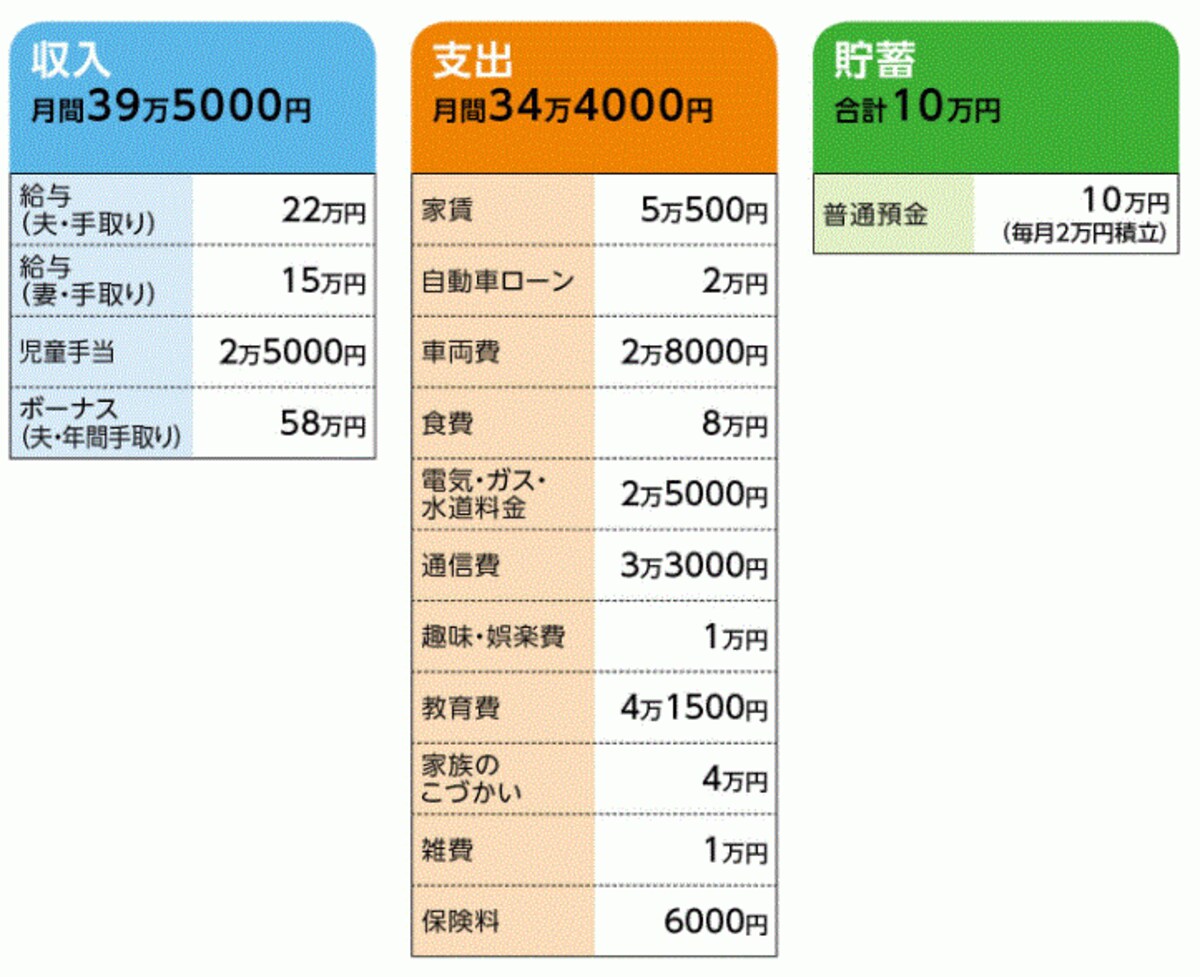 「まる」さんの家計収支データ