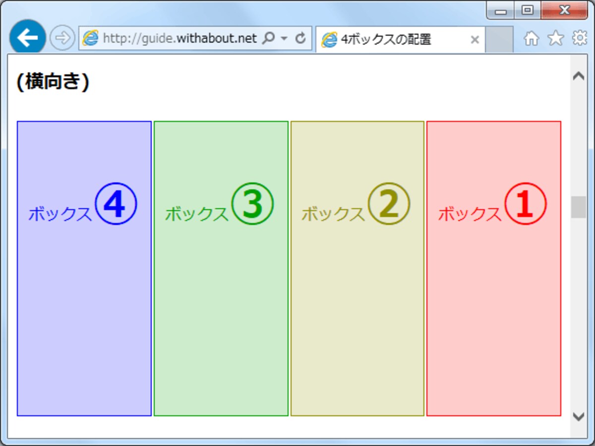 flexbox例2：逆順(横並び)