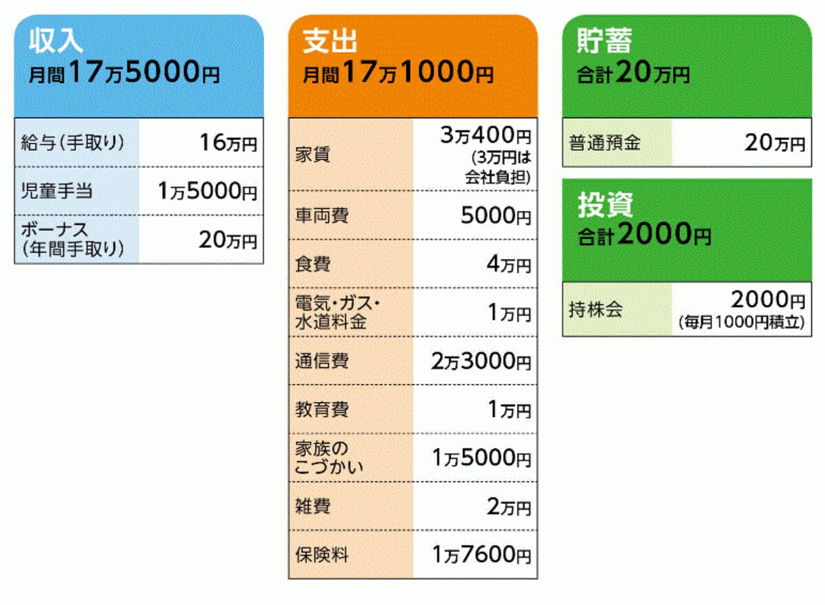 「ペンペン」さんの家計収支データ