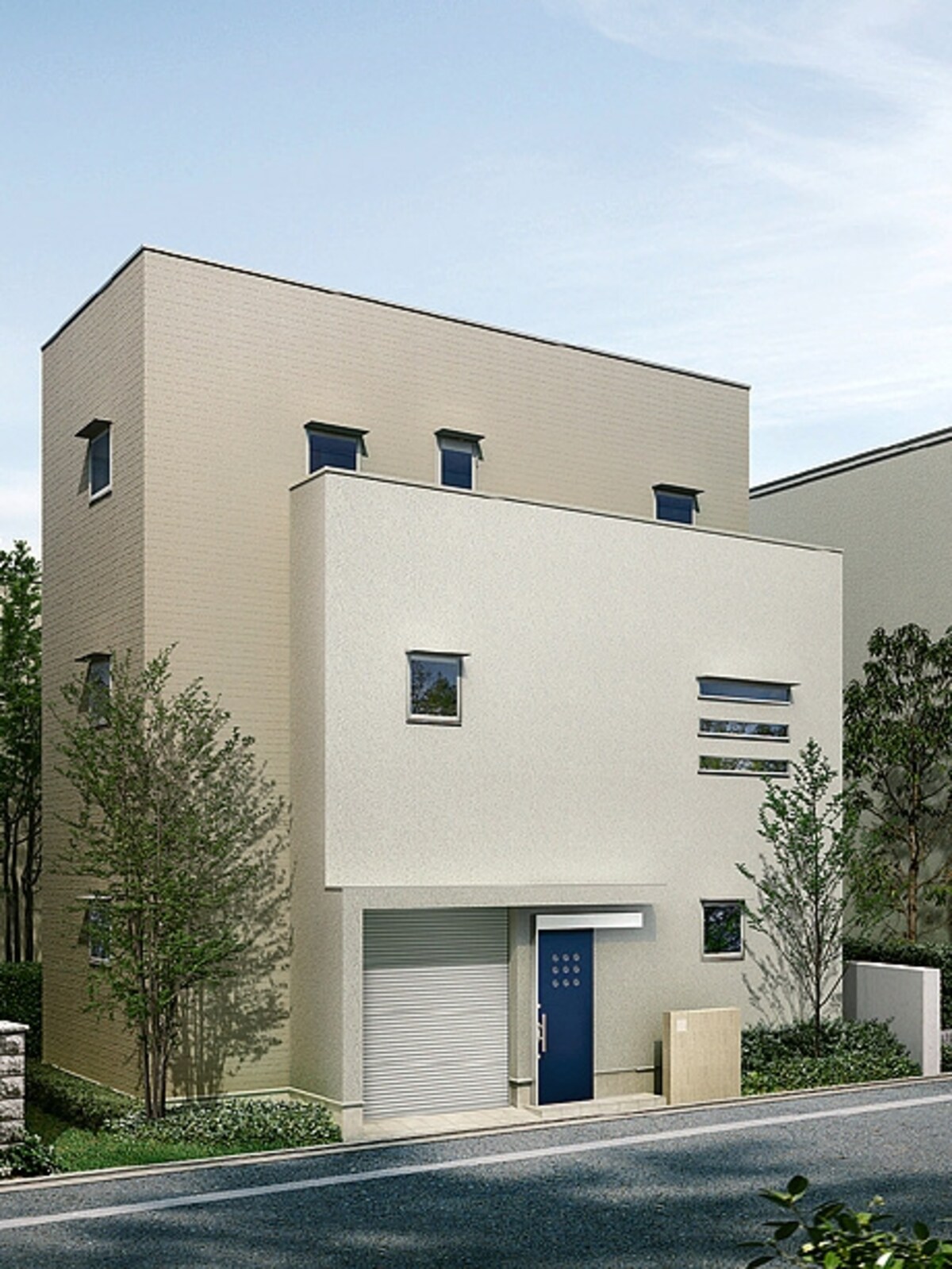 限られた敷地に設置可能。モダンな住宅に馴染む、一枚扉のすっきりデザインが特徴のスライディングドア。[エルムーブ]