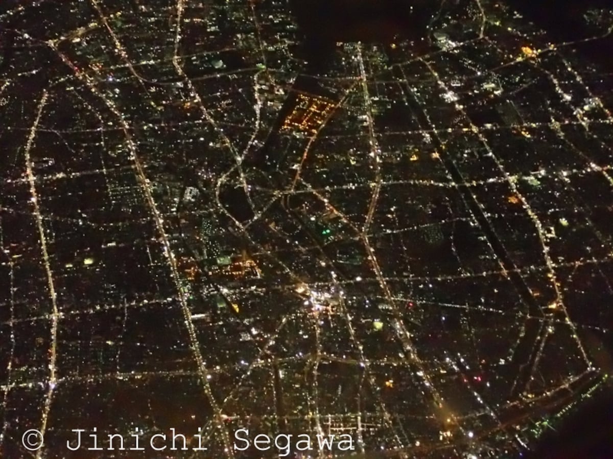 機内夜景撮影