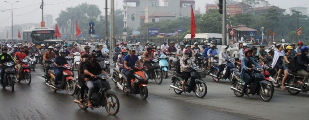 ハノイに近づくにつれバイクが増える