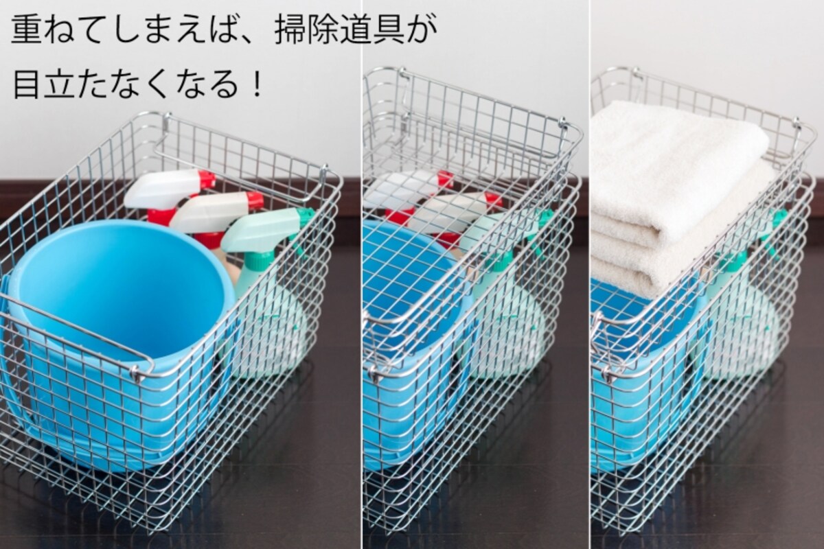 無印良品のワイヤーバスケットでリビングをスッキリ
