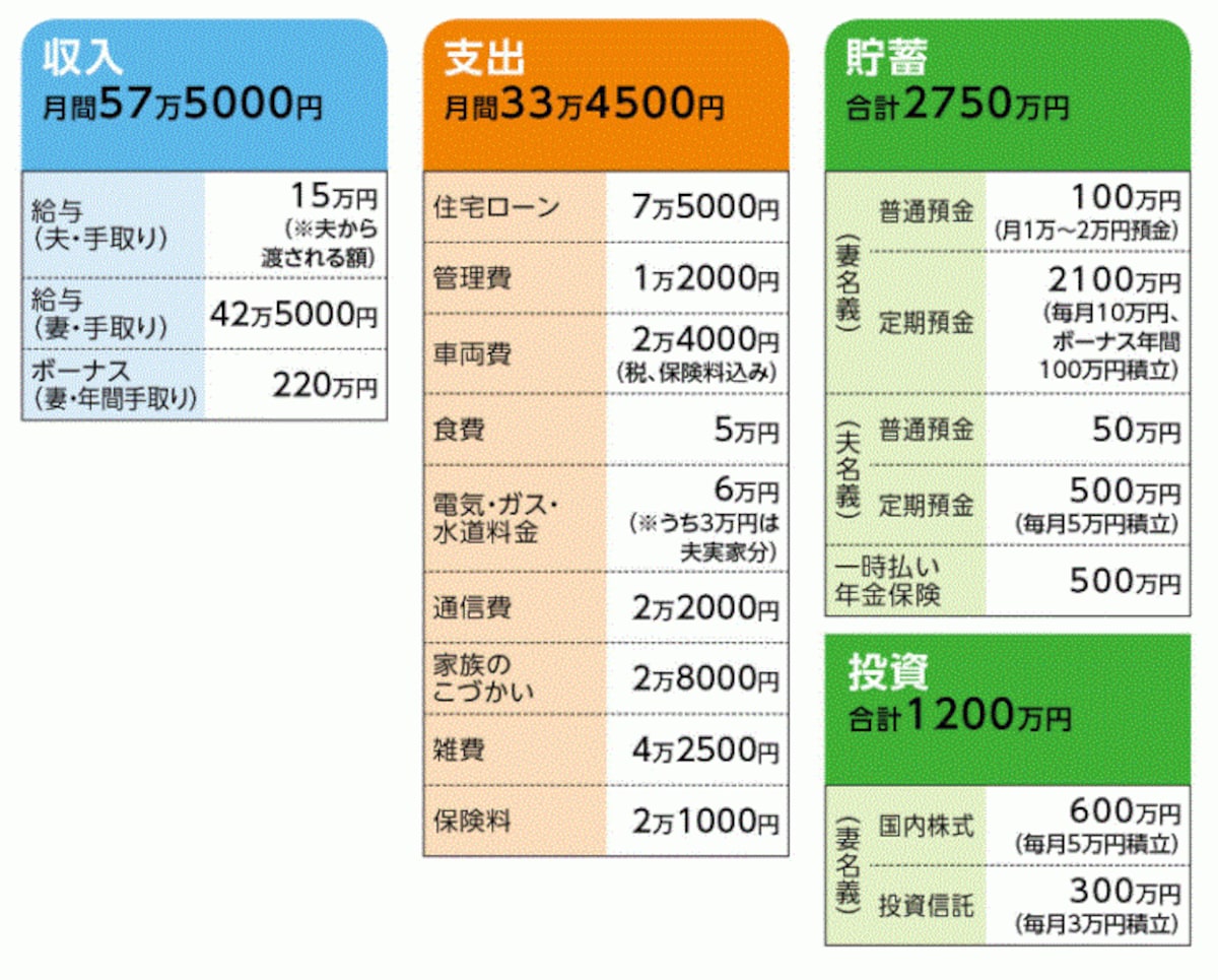 「DINKS妻」さんの家計収支データ
