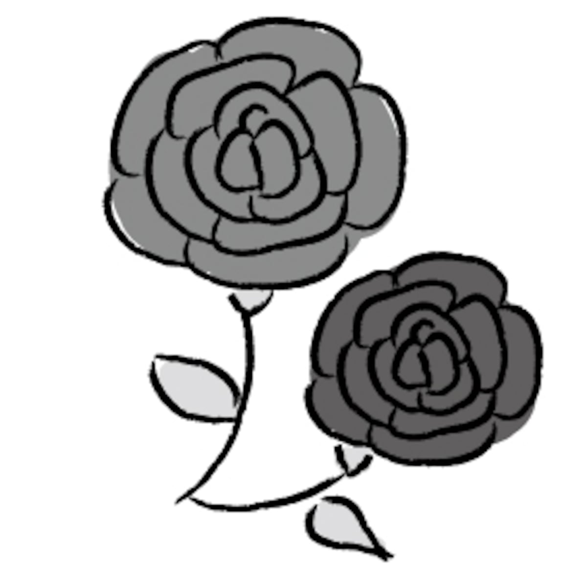 ばら　花　イラスト　白黒　かわいい