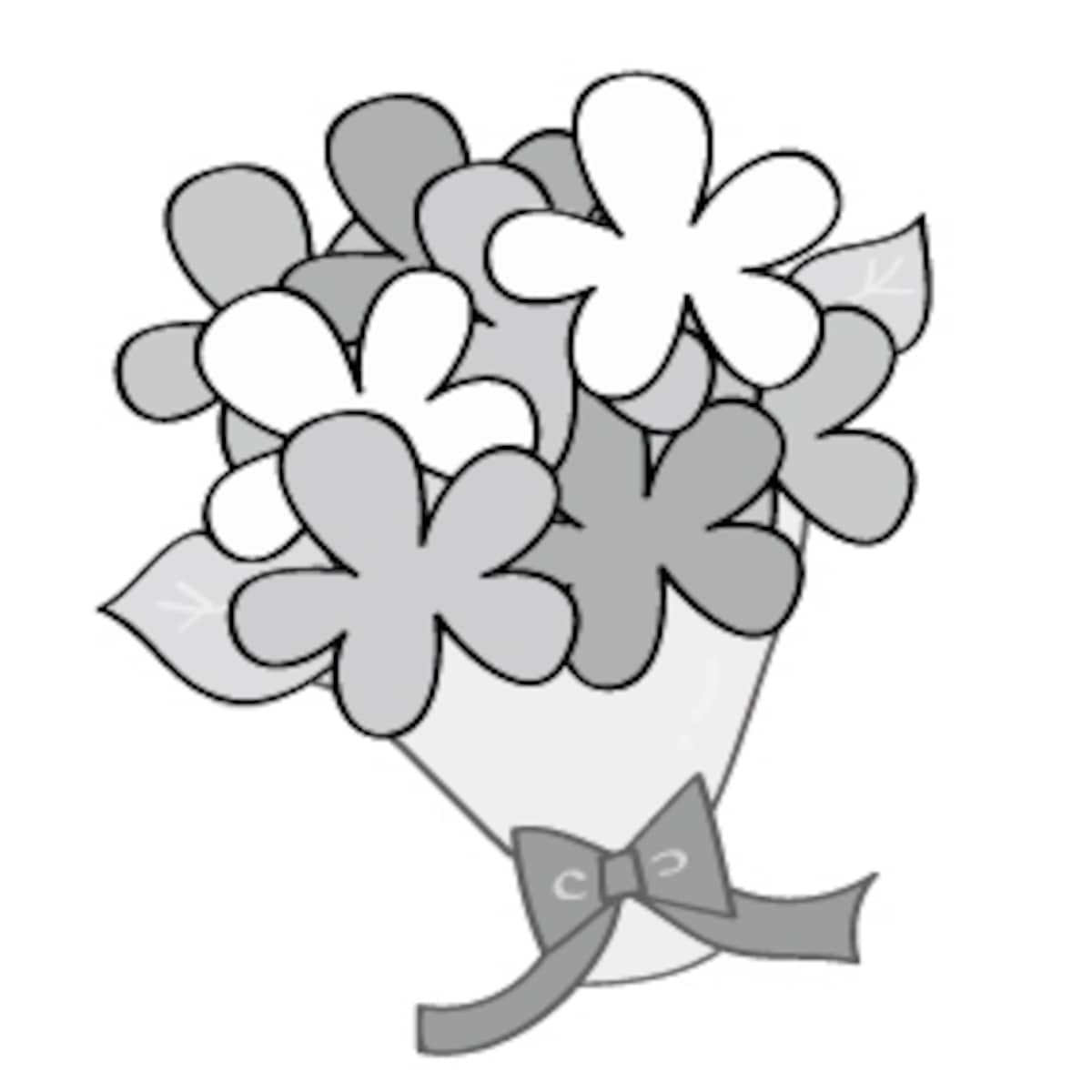 花束　イラスト　白黒　かわいい