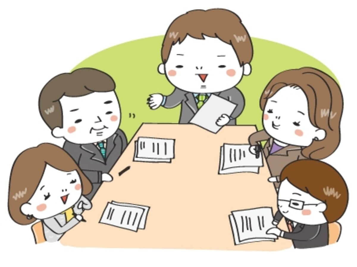 【カラー】会議の様子のイラストです。