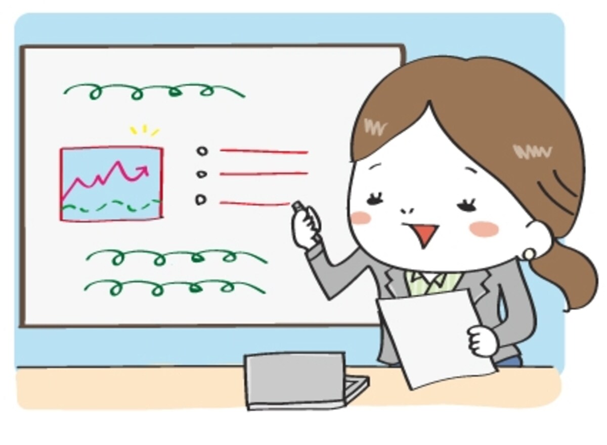 【カラー】プレゼンの様子のイラストです。