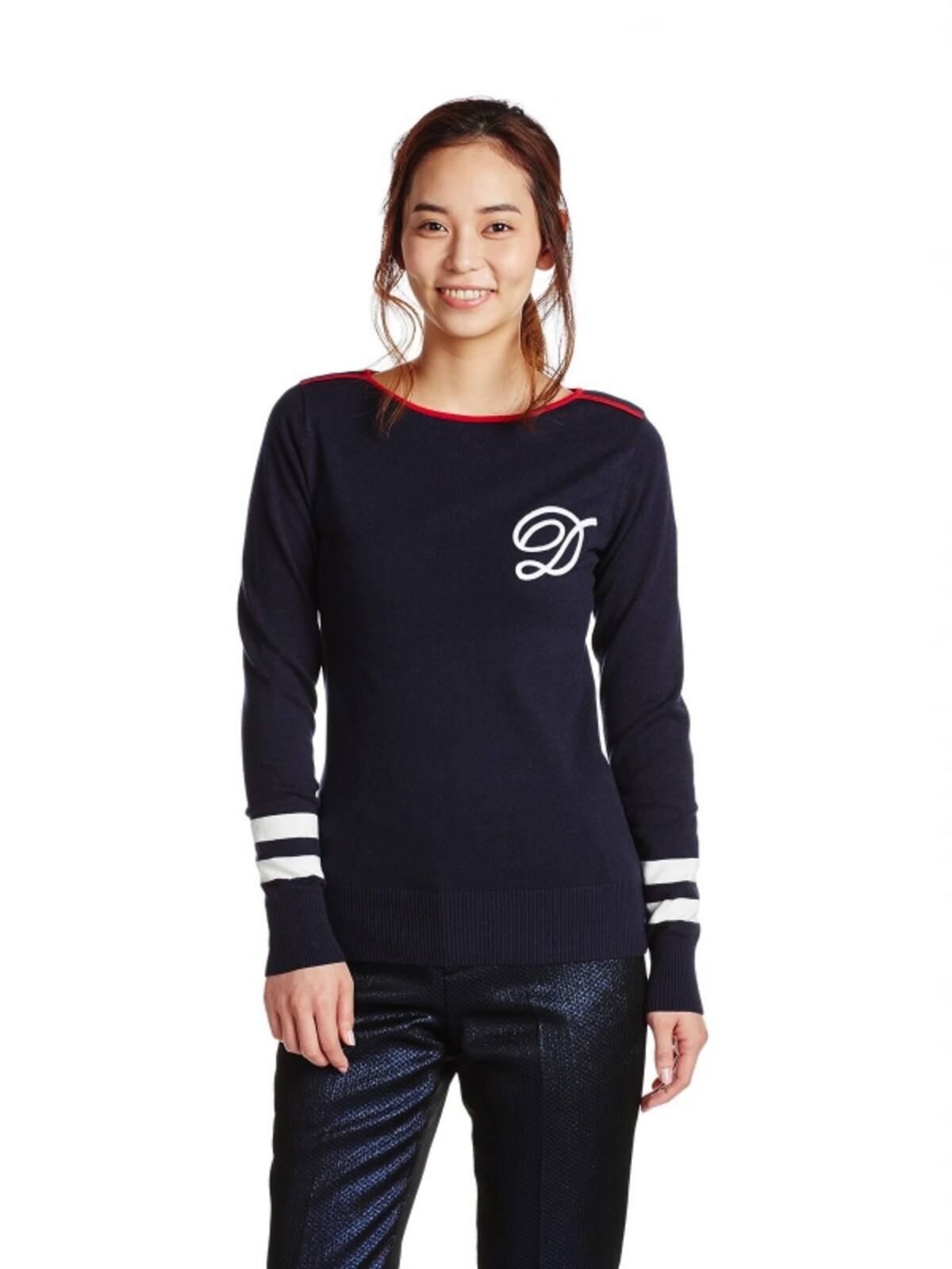 (ダブルスタンダードクロージング)DOUBLE STANDARD CLOTHING ロゴ入りボートネックニット