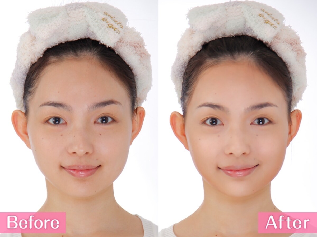 左：ファンデのみ　　　右：ファンデ＋ハイライト＆シェーディング