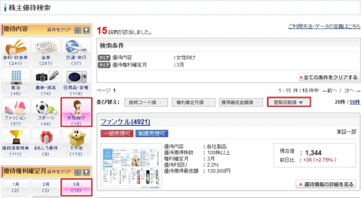 BI証券　株主優待検索