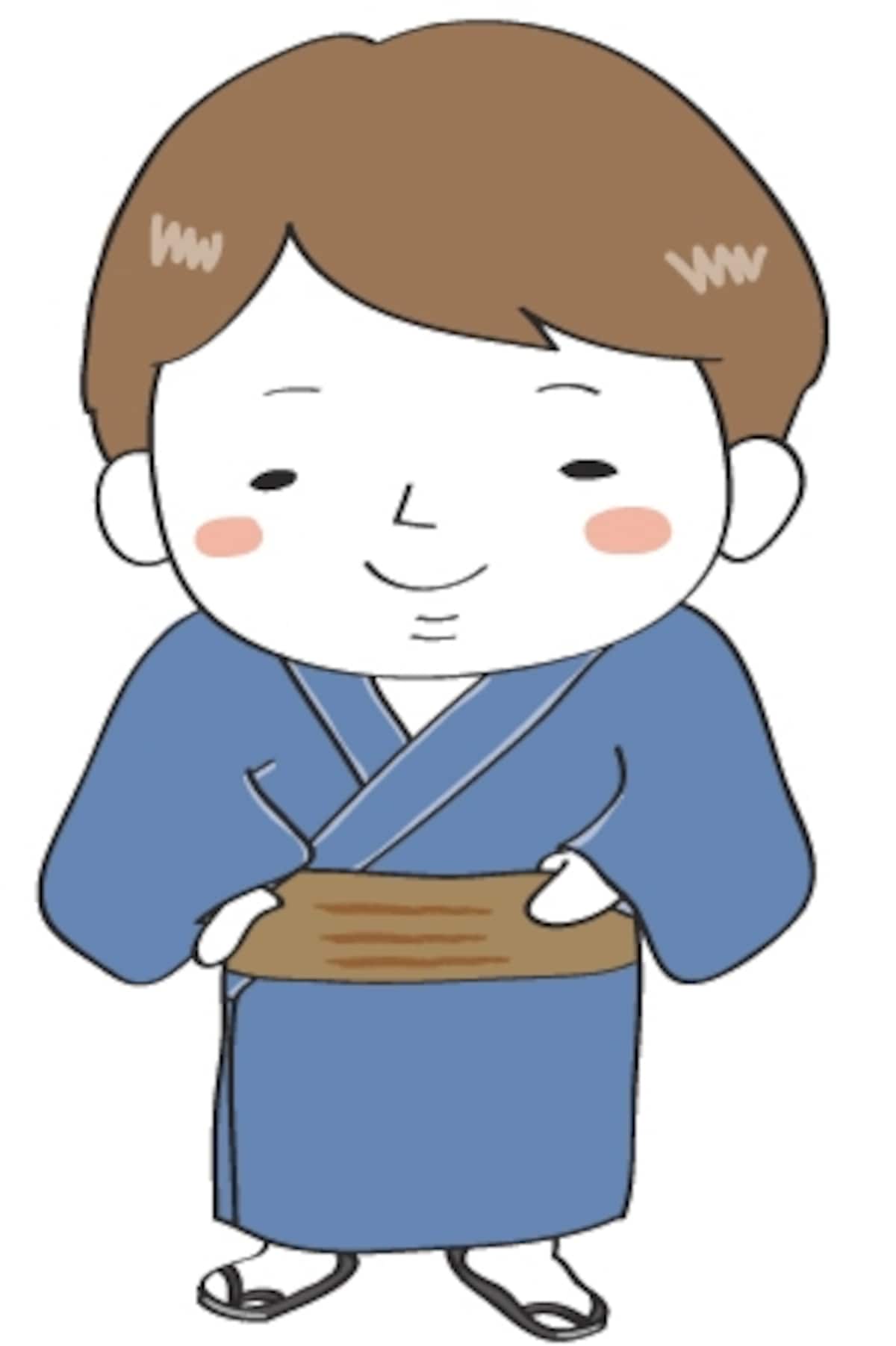浴衣の男性　夏祭り　イラスト　カラー　かわいい