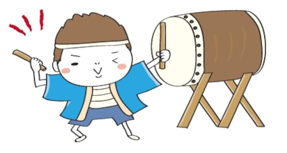  太鼓　夏祭り　イラスト　カラー　かわいい