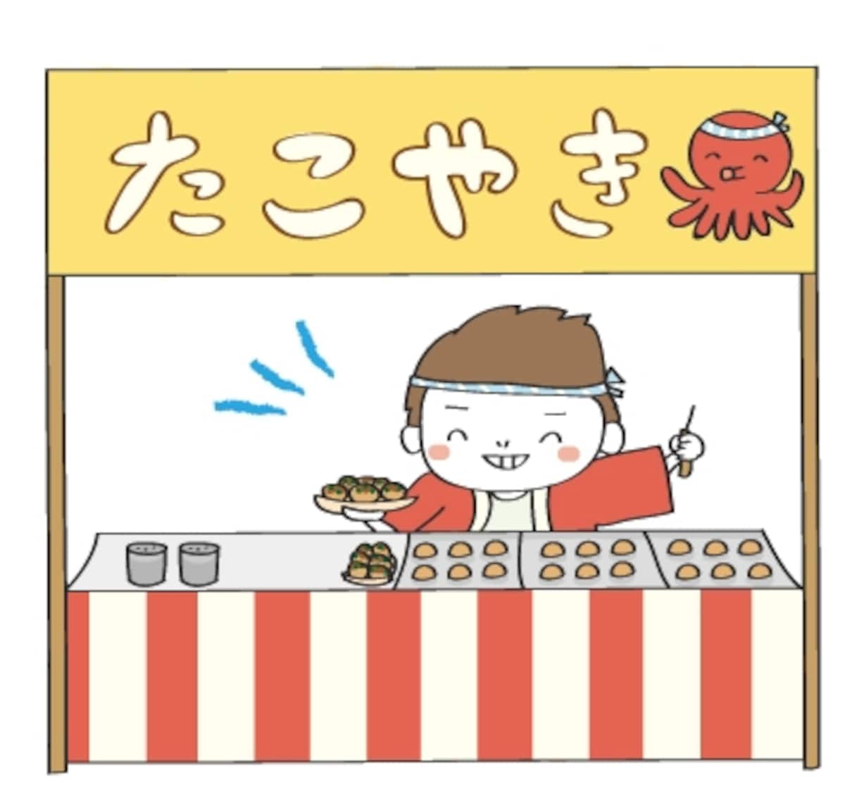 屋台　夏祭り　イラスト　カラー　かわいい