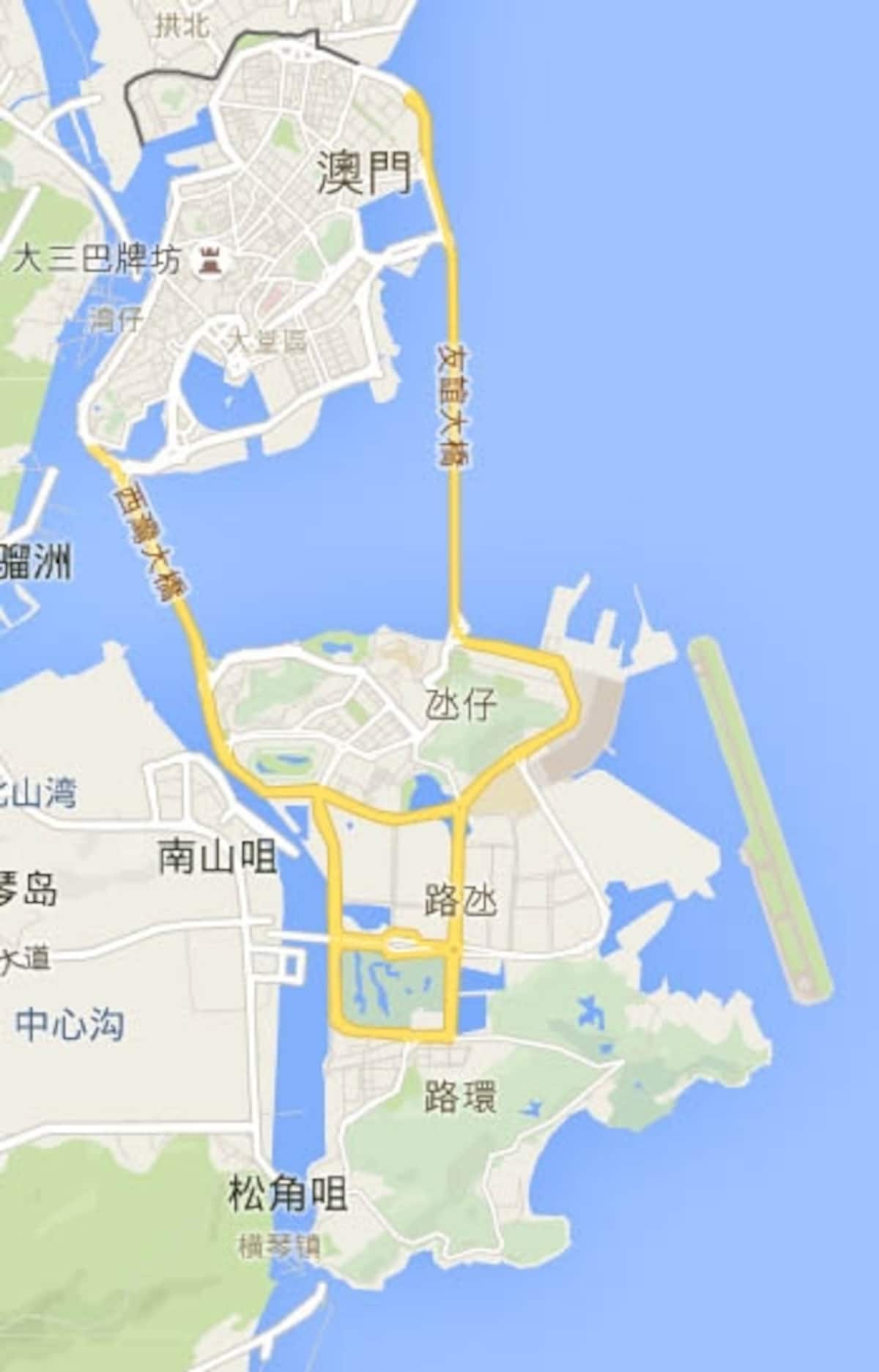 マカオ全体図（Copyright Google)