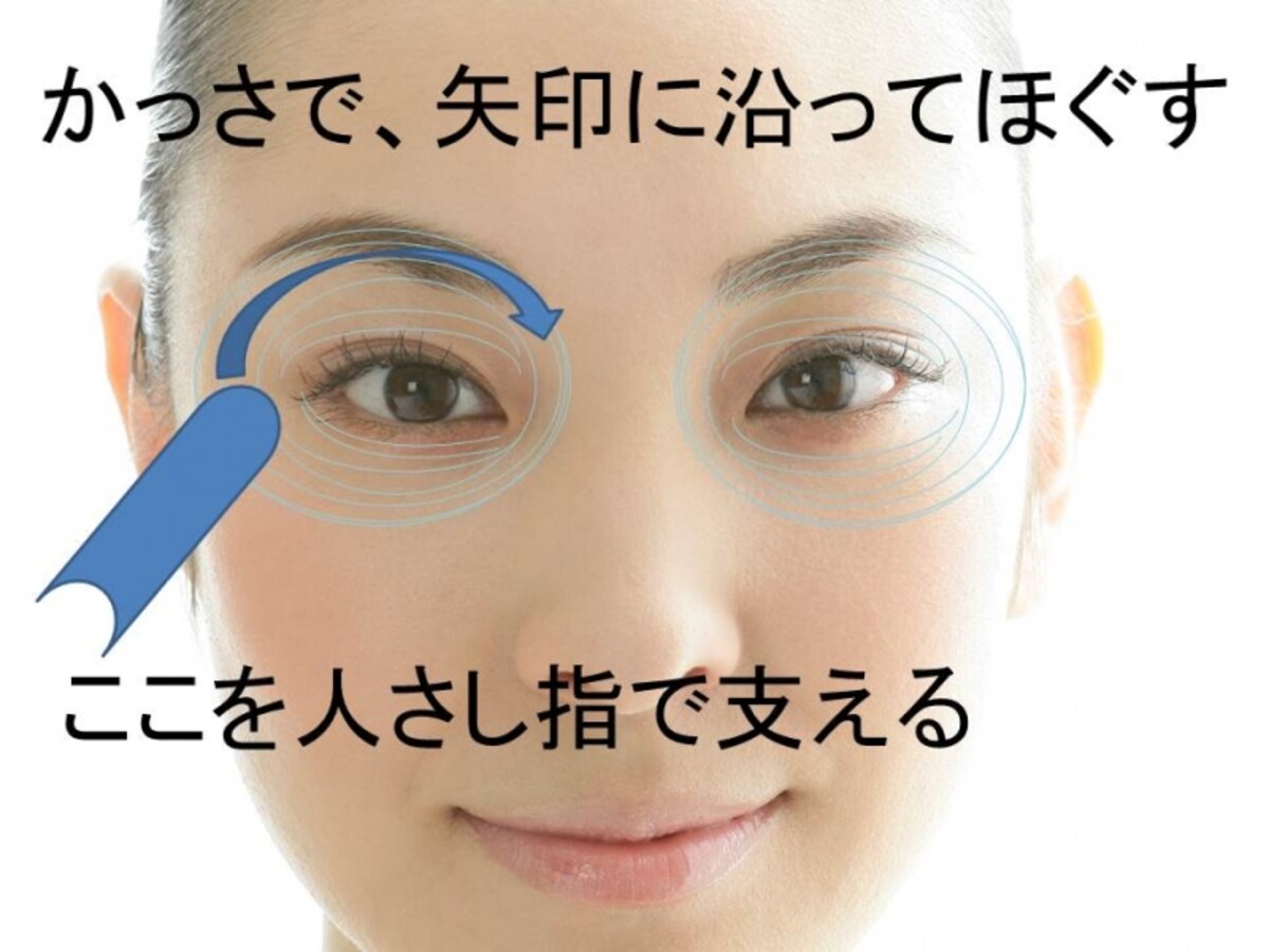 かっさ、またはスプーンで眼輪筋をケア