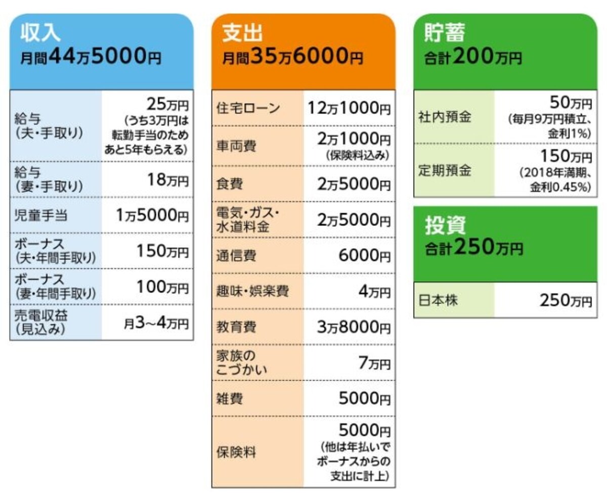 「もちこ」さんの家計収支データ