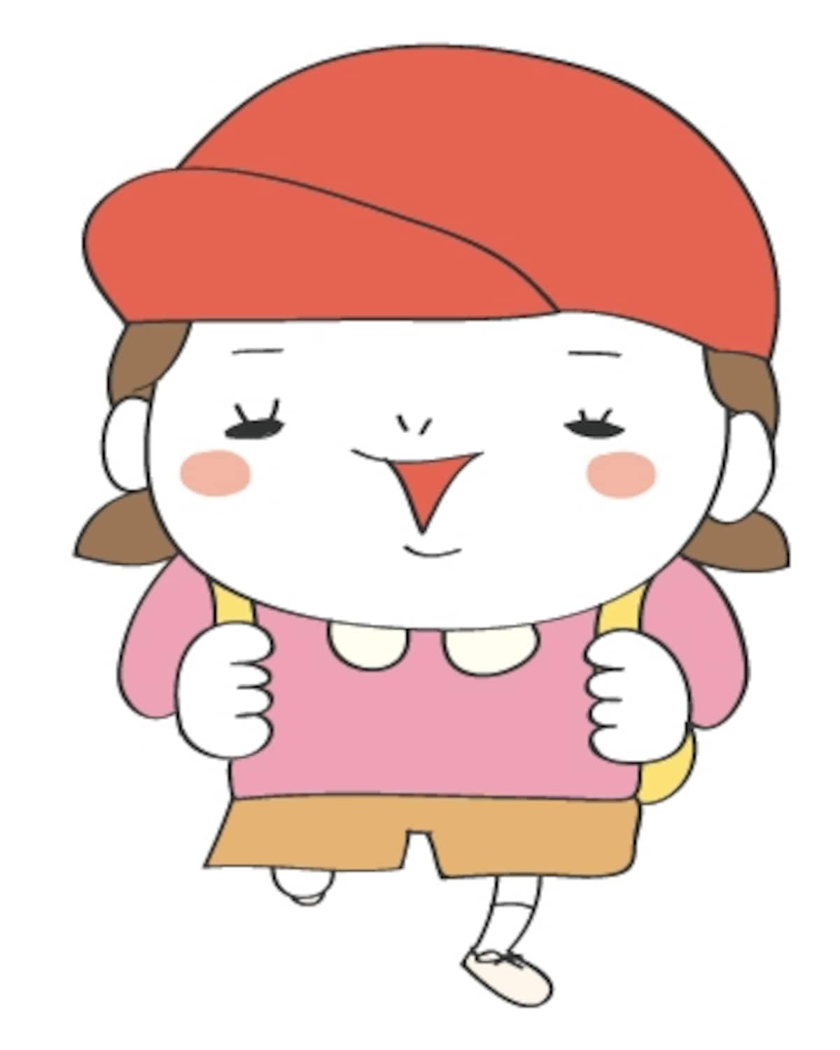 女の子　遠足　イラスト　カラー　かわいい