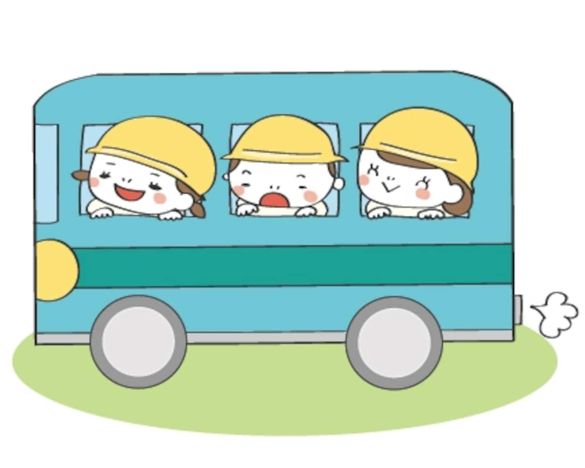 バス　遠足　イラスト　カラー　かわいい