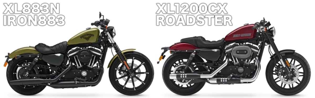 ロードスター最大の特徴は、フロント19/リア18インチというホイールサイズだ。リアが16インチ仕様のXL883N アイアン883と見比べると違いは歴然。ハーレーが意図するところとは？