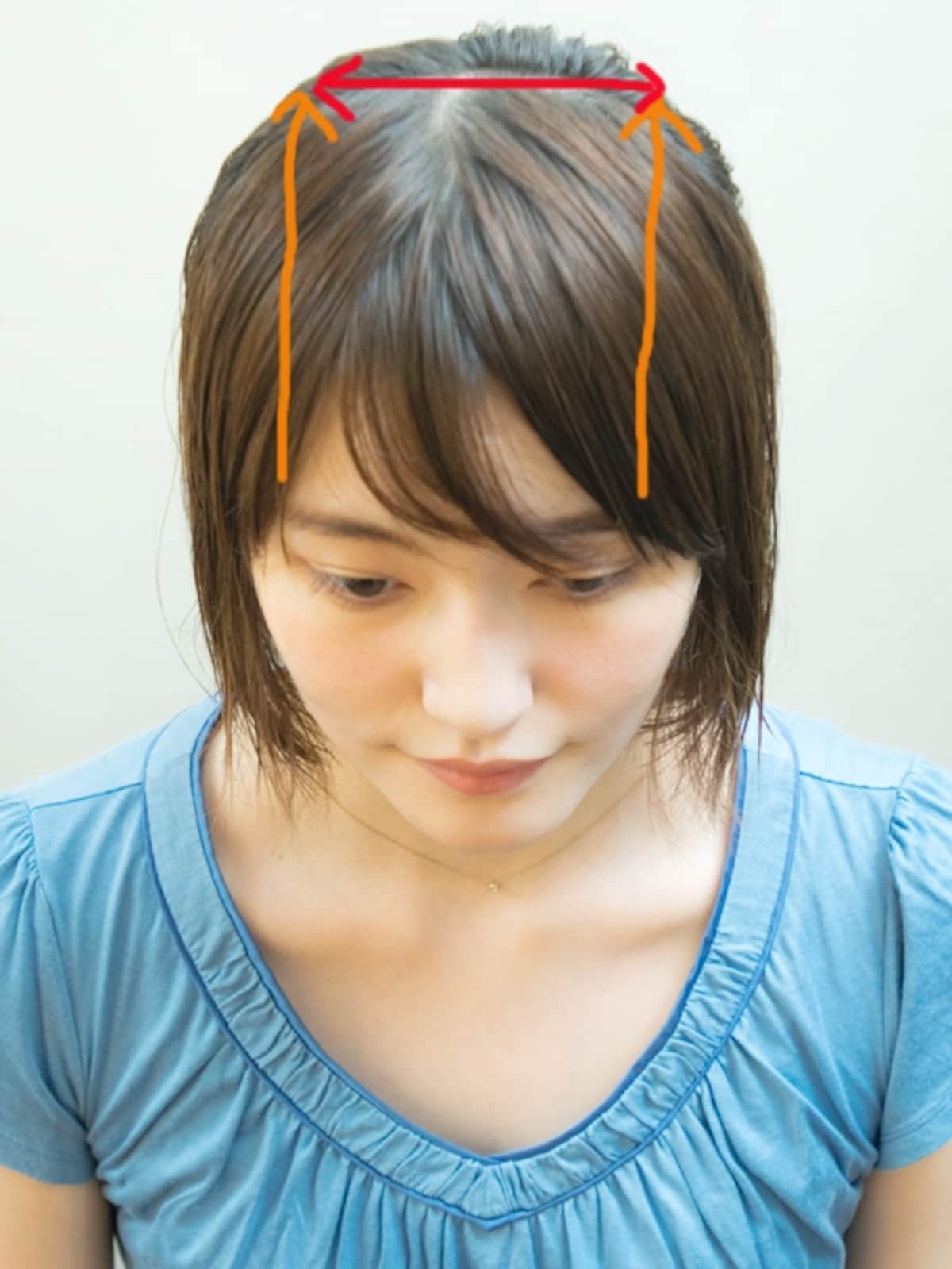 分け目がつきやすい前髪～フロントトップからスタート
