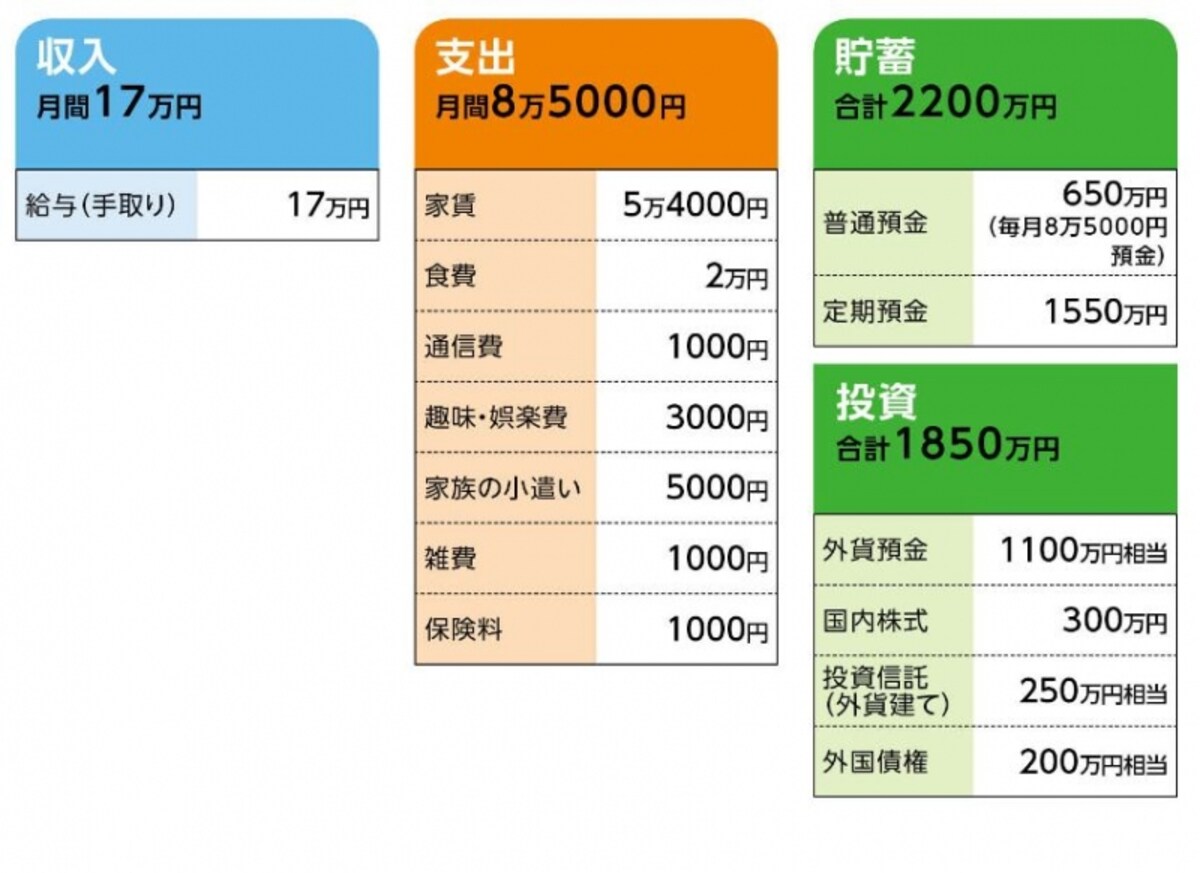 「アンジェリーナ」さんの家計収支データ