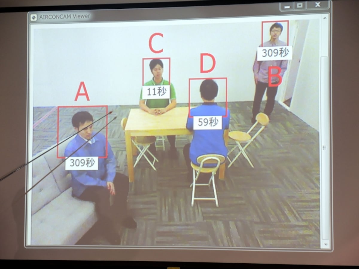 実現では、くらしカメラ AIがセンシングしている映像で識別状況を紹介。なお、映像のモニターは本発表会用に特別に用意されたもの