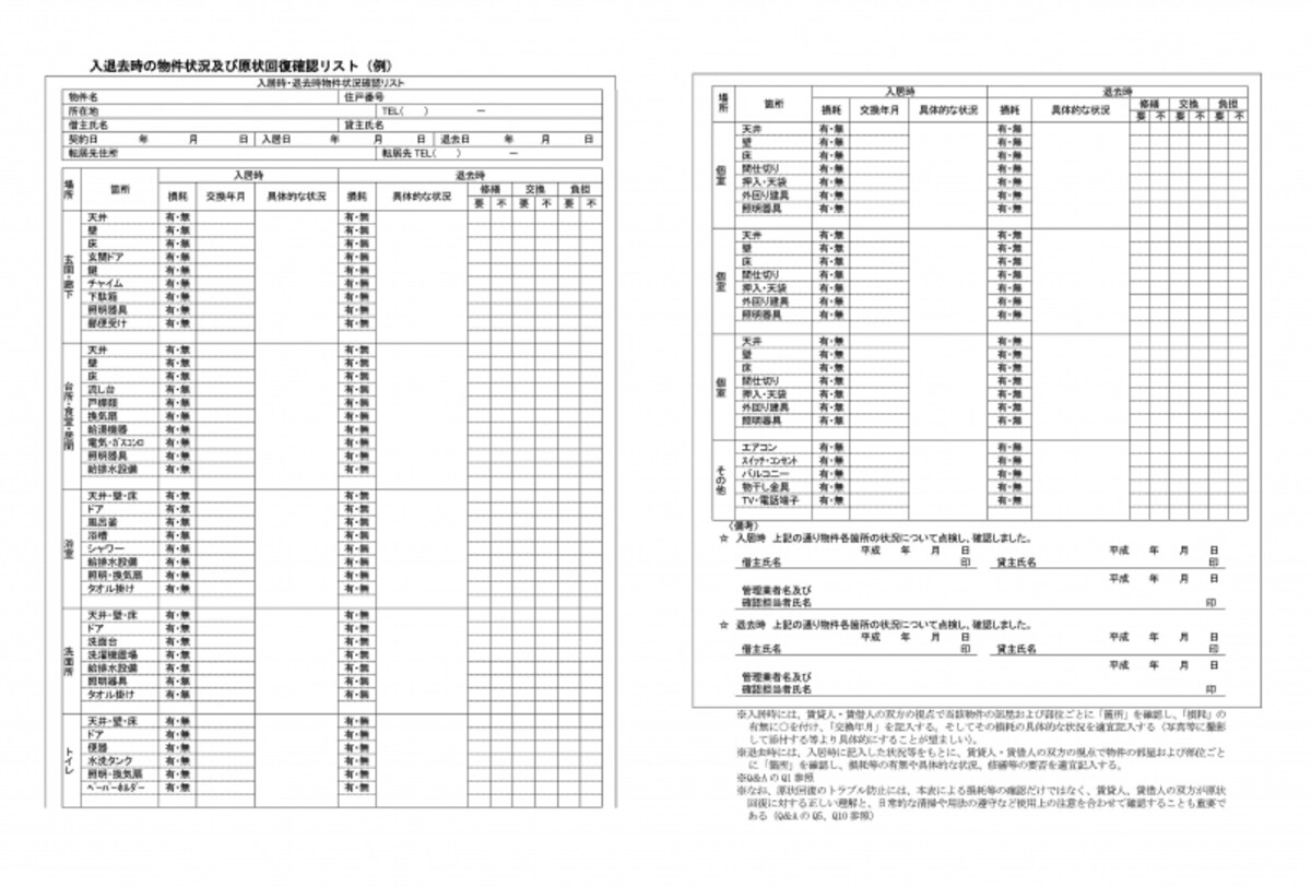 物件状況確認リスト
