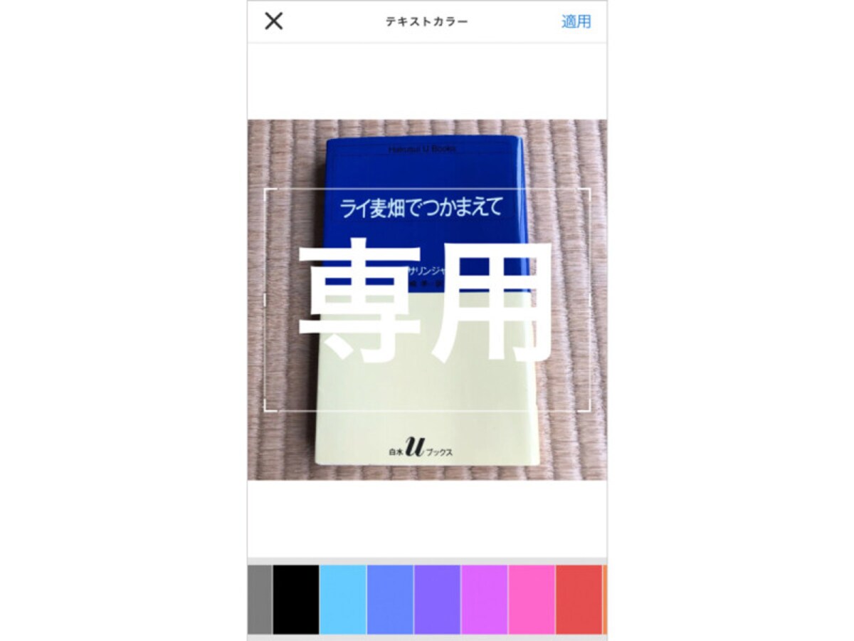 画面上に大きく「専用」と表示される