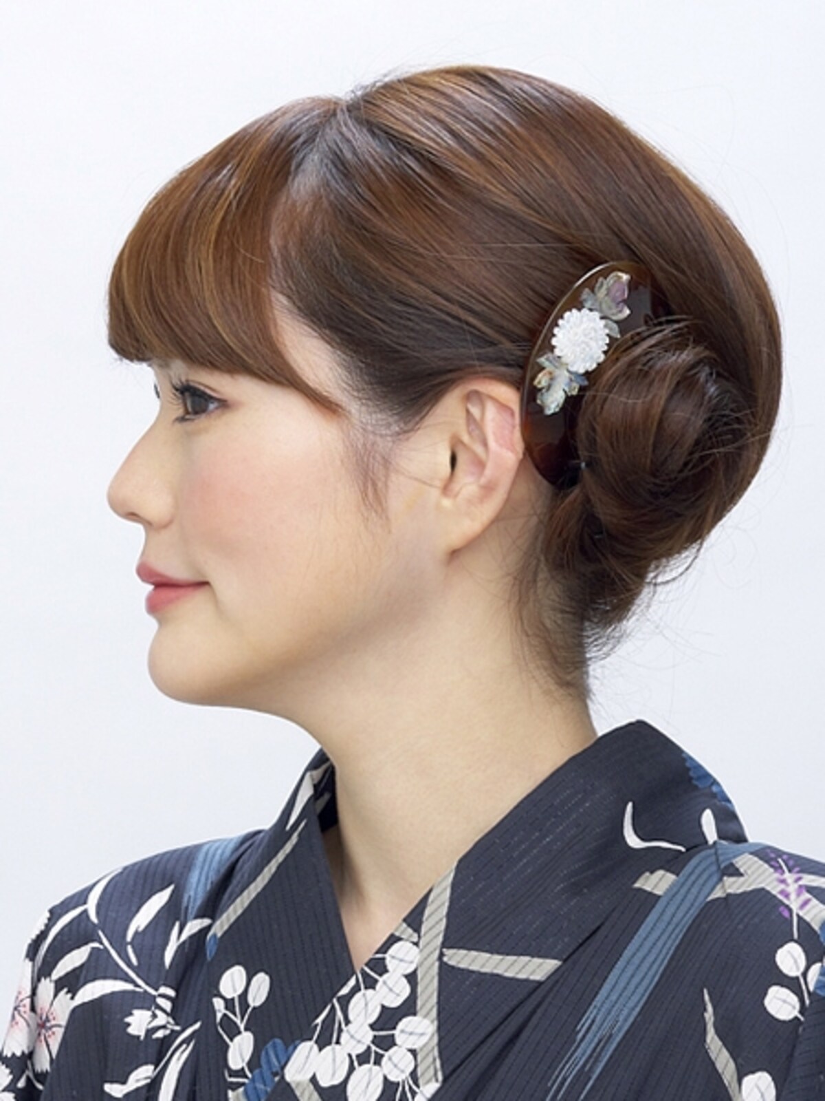 ミディアム浴衣・夜会巻きアップヘアアレンジ