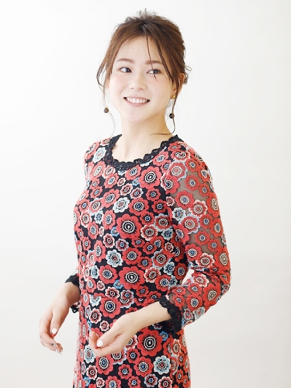 ガーリーな花柄のワンピース