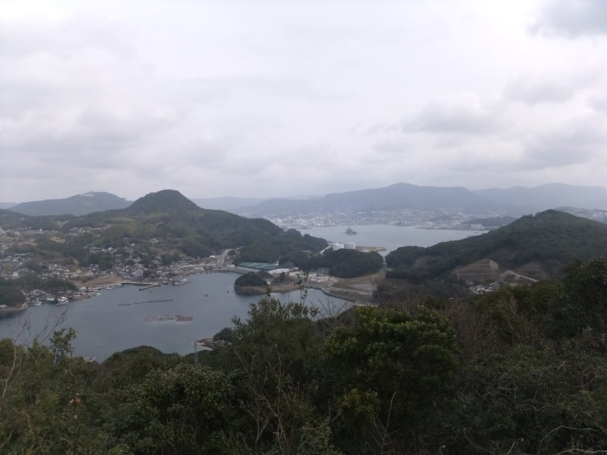 展海峰から佐世保市街中心部と佐世保港を望む
