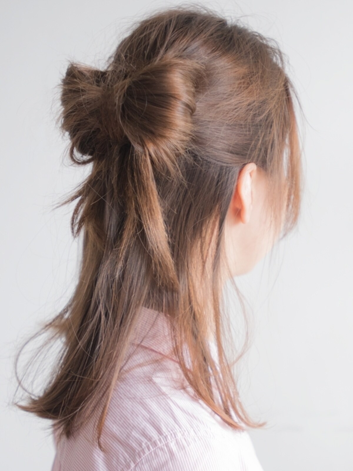 太めのリボンヘアハーフアップ