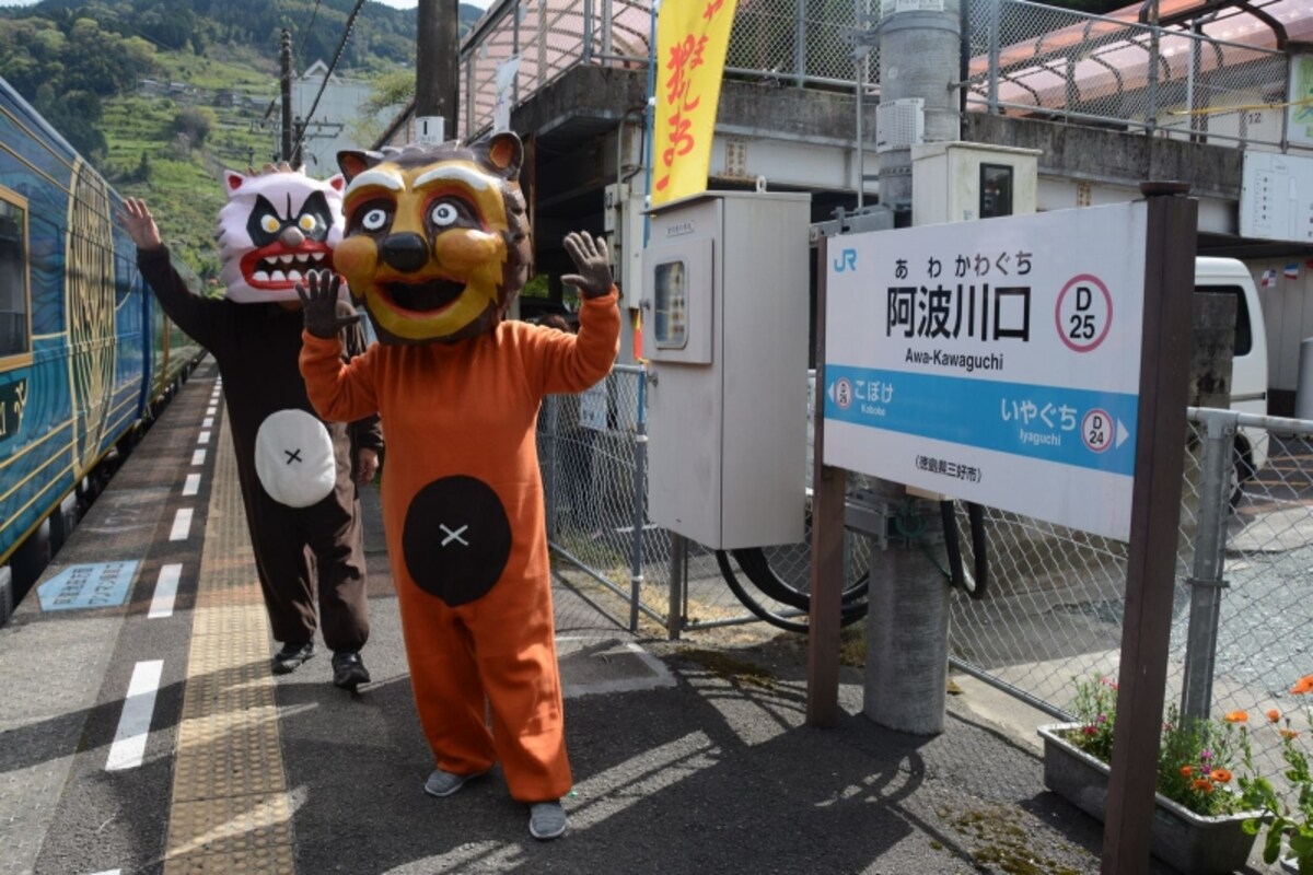 たぬきがお出迎え
