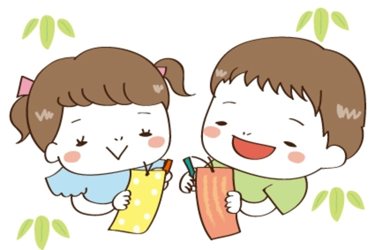 短冊　七夕　イラスト　カラー　かわいい