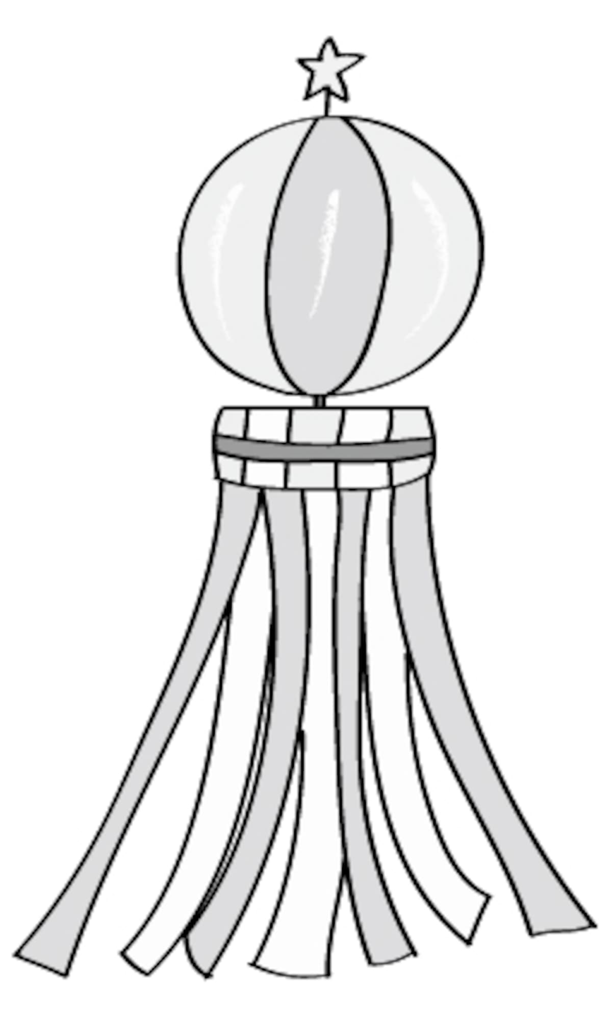 七夕飾り　七夕　イラスト　白黒　かわいい