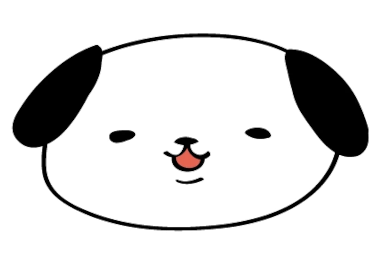 白黒の犬　イラスト　年賀状　カラー　かわいい