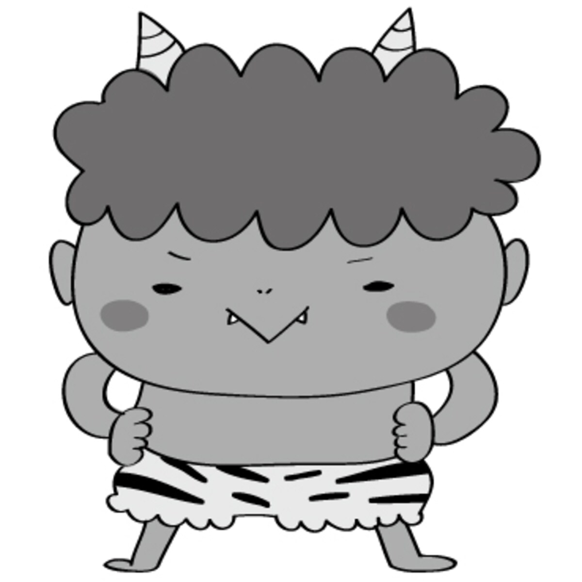 鬼　全身　イラスト　白黒　かわいい