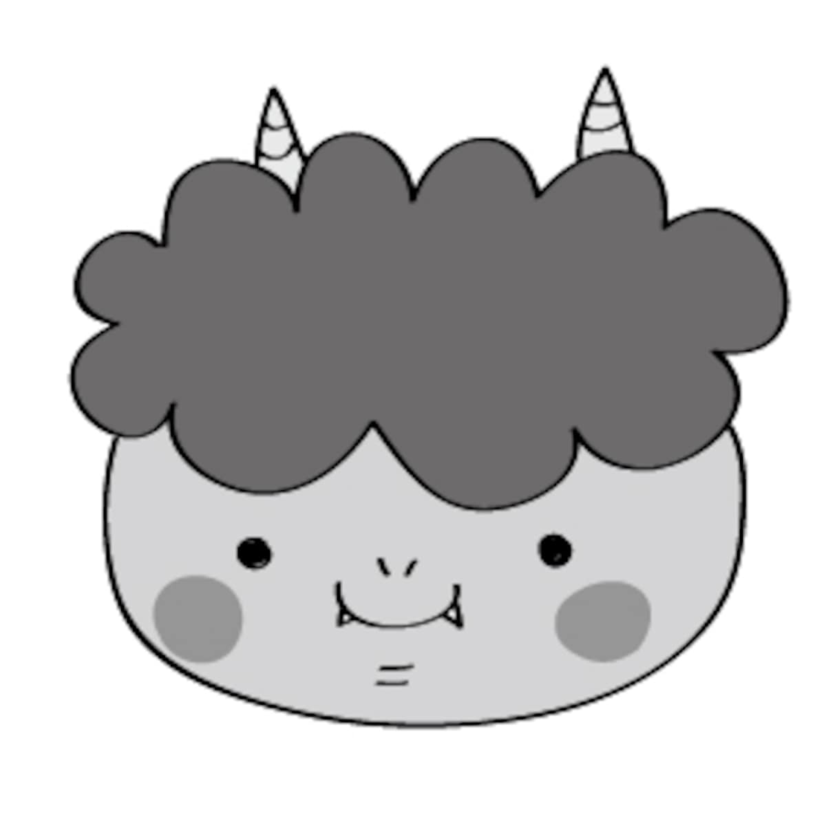 鬼　イラスト　白黒　かわいい