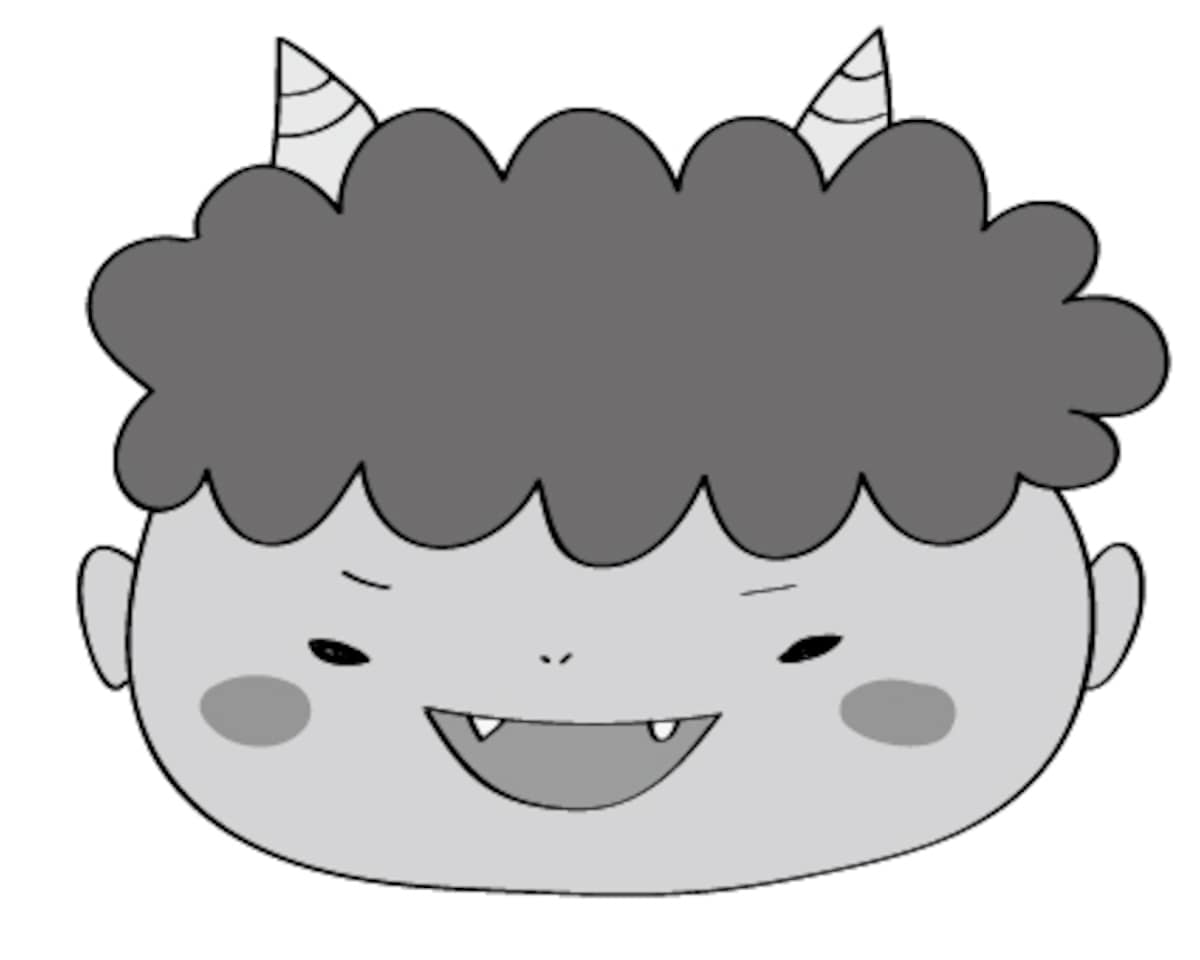 モノクロ/鬼の顔です。