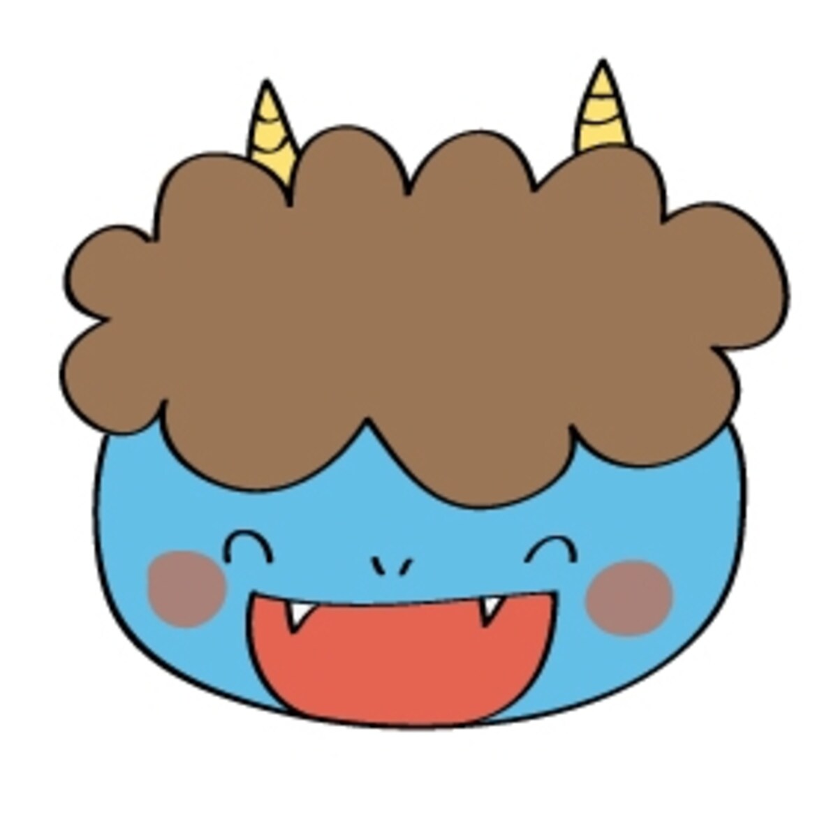 笑っている青鬼　イラスト　カラー　かわいい