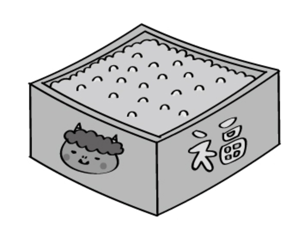 豆　節分　イラスト　白黒　かわいい