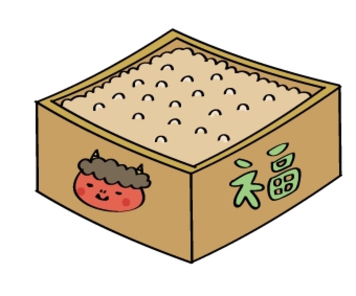 豆　節分　イラスト　カラー　かわいい