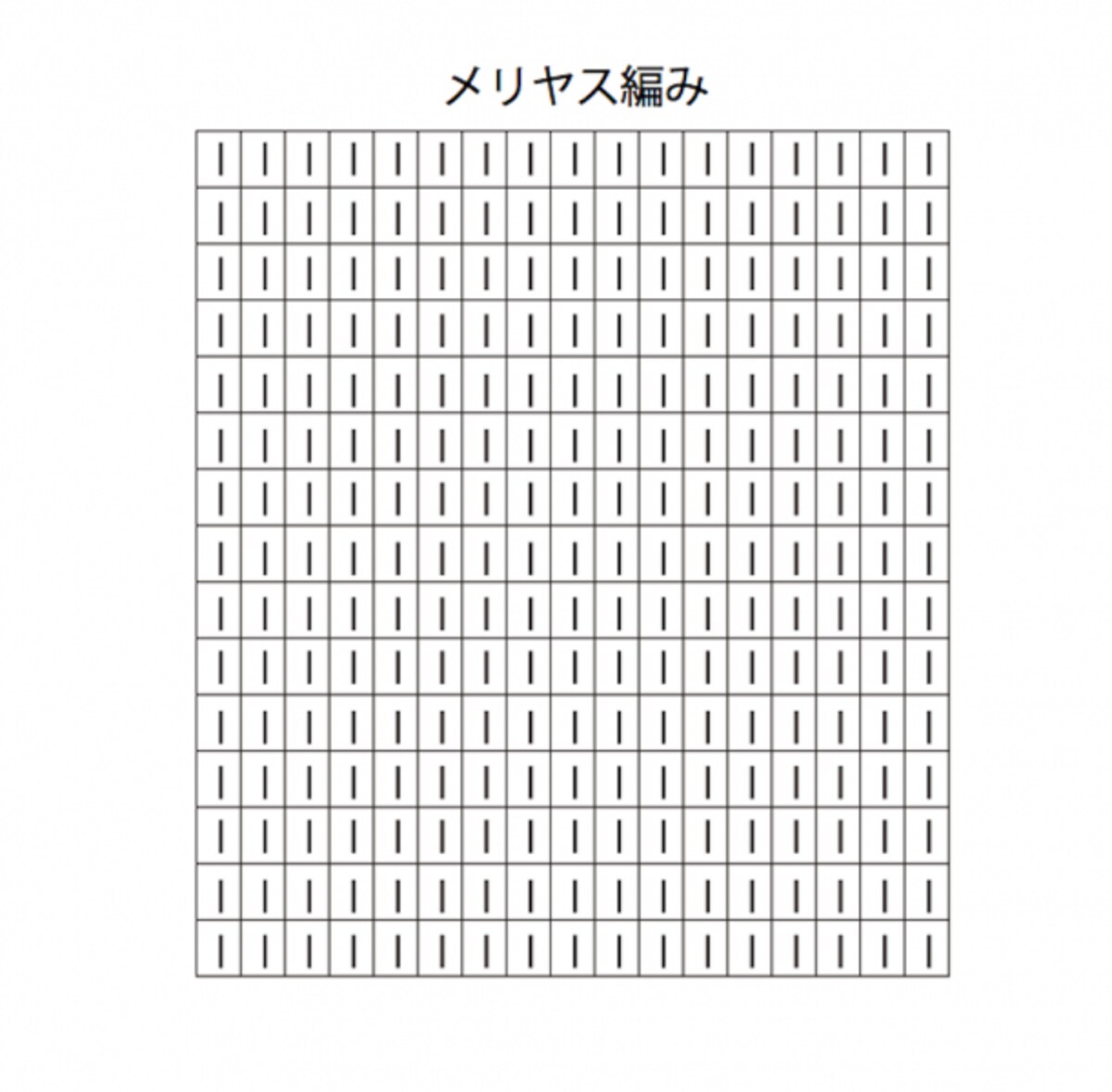 棒針編み、編み図、メリヤス編み