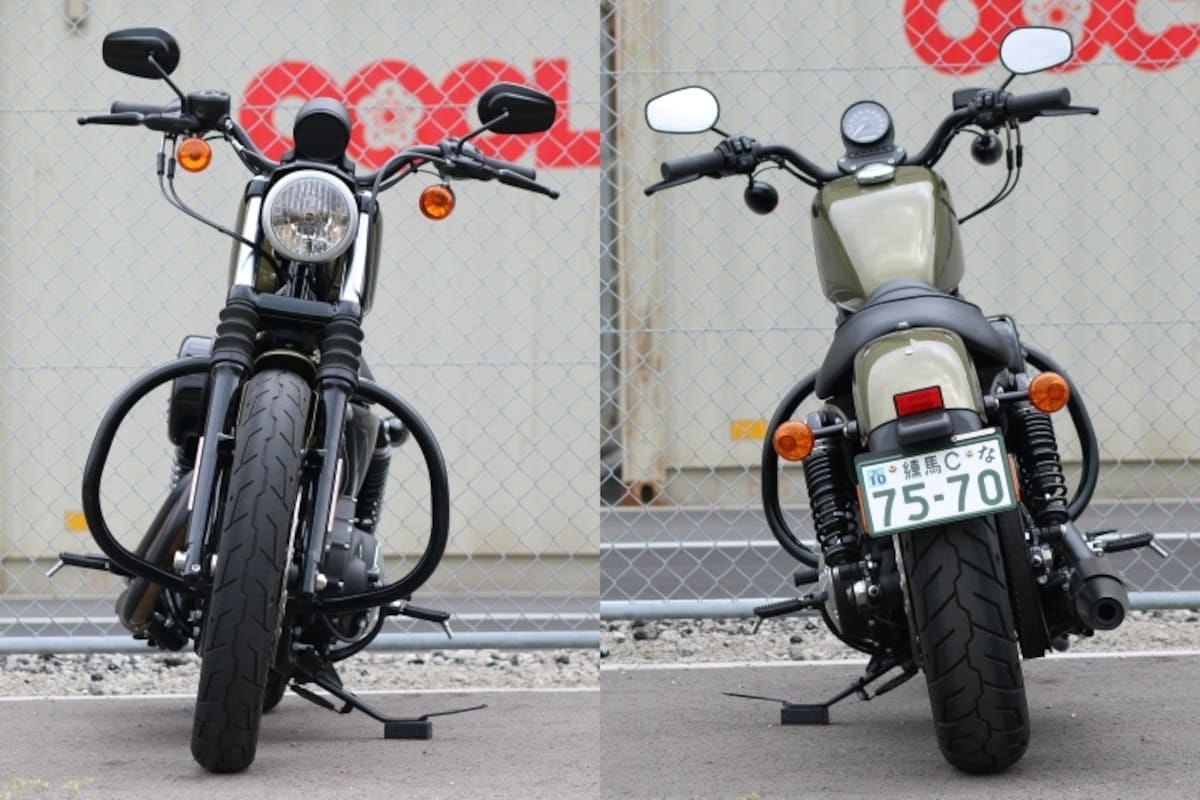 ハーレーダビッドソン・スポーツスター XL883N アイアン883（2018モデル）フロントビュー & リアビュー