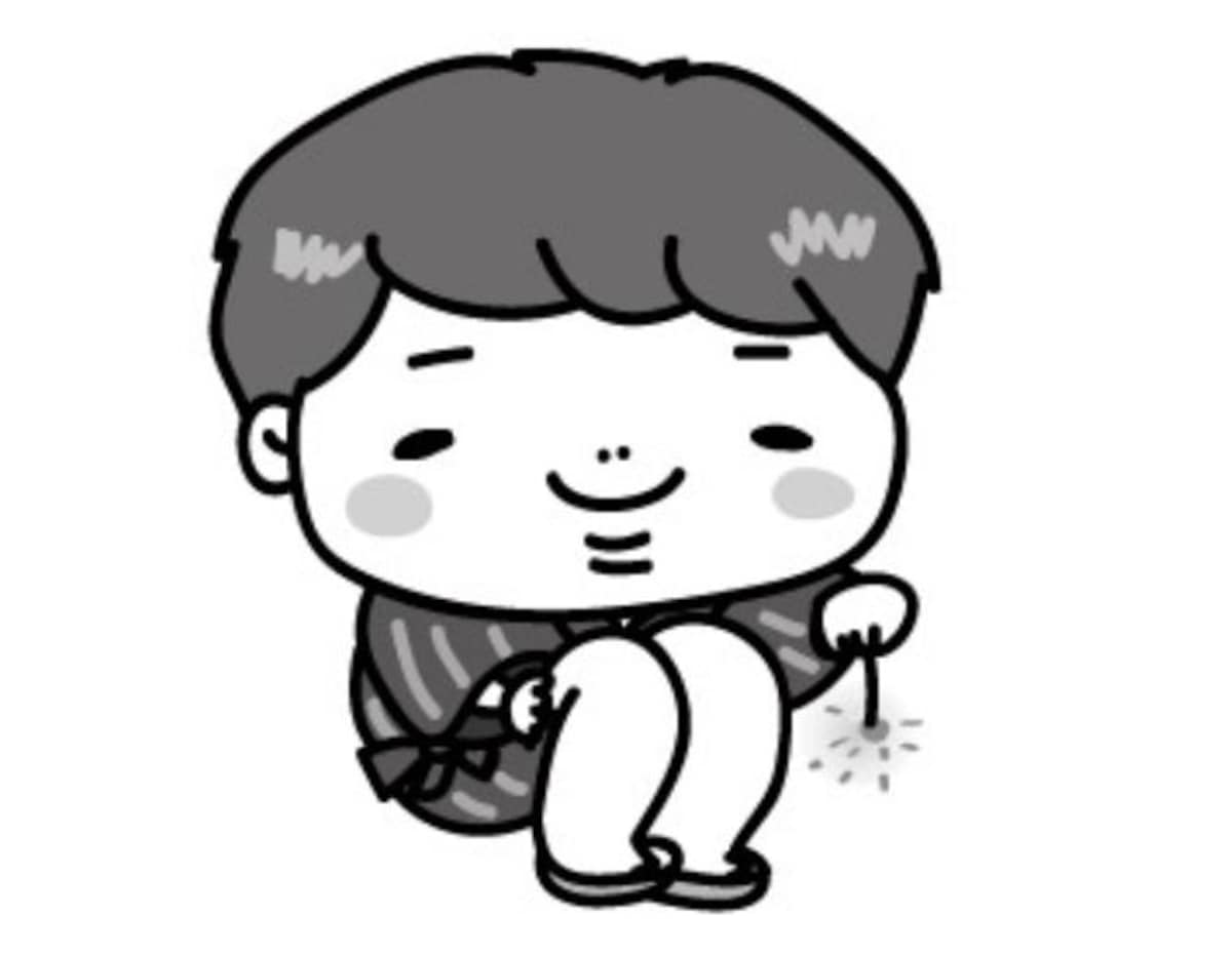 夏　イラスト　かわいい　フリー　無料　浴衣　男の子　白黒