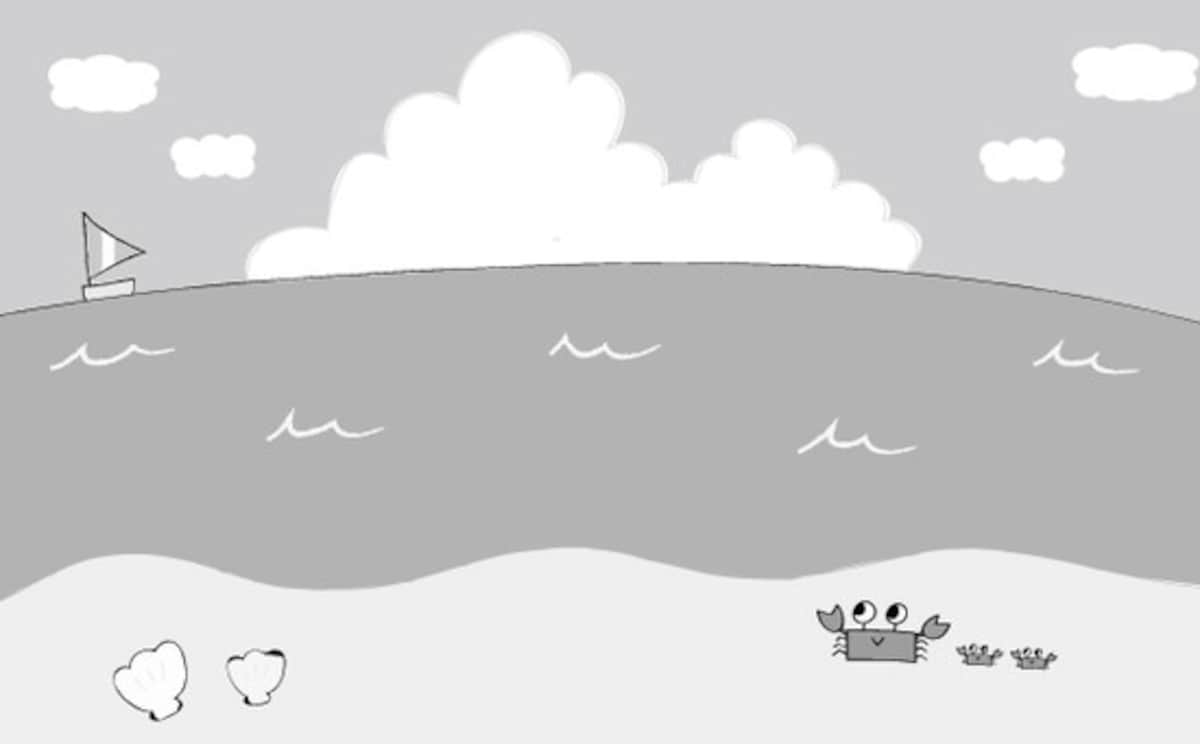 夏　イラスト　かわいい　フリー　無料　海　白黒