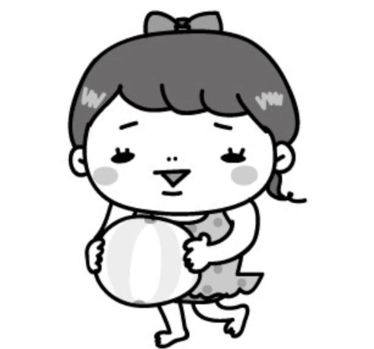 夏　イラスト　かわいい　フリー　無料　水着　女性　女の子　白黒